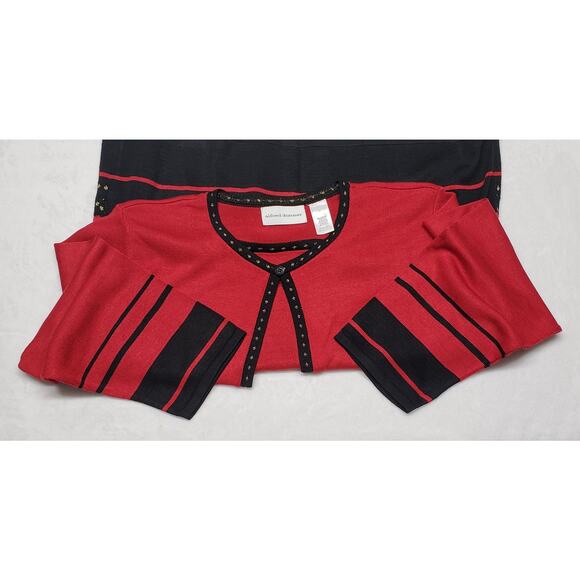 Vintage Alfred Dunner Red Metallic Two-in-One Sweater Top L USA Geometric Print - Picture 6 of 12